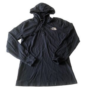North Face Mens Hoodie 1/4 Snap Button Blue Size Small